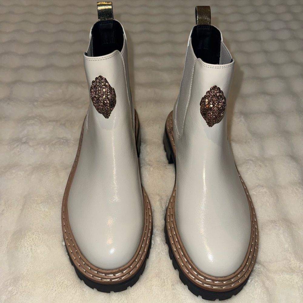 Elegant White Ankle Boots with Embellishment